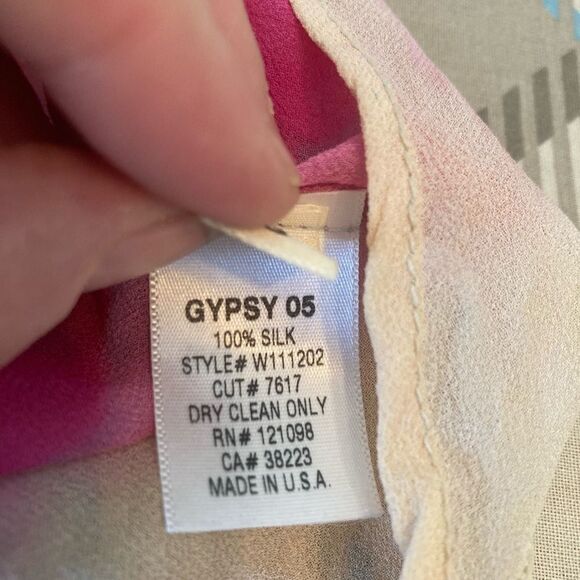 Gypsy05 silk oversized hi lo blouse w/color wash made in Hollywood CA boho - Picture 6 of 8